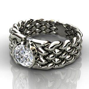 🍁Refine Dainty Weave Anillos Round Zircon Rings for Women, MARR9162